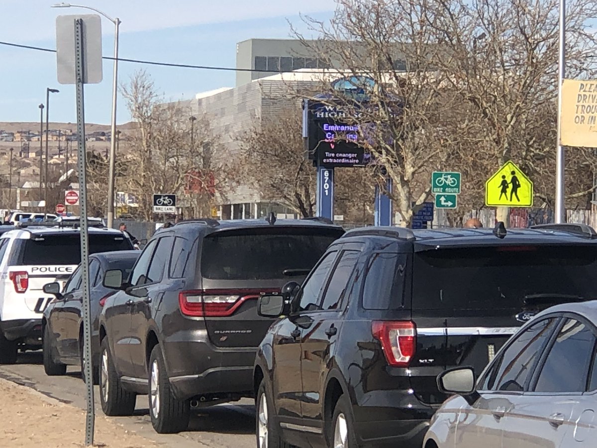 @ABQPOLICE are investigating a shooting in the area of West Mesa High School. The school is currently under a shelter-in-place.  Parents are asked to pick up students west of Fortuna Rd, by the aquatic center. 