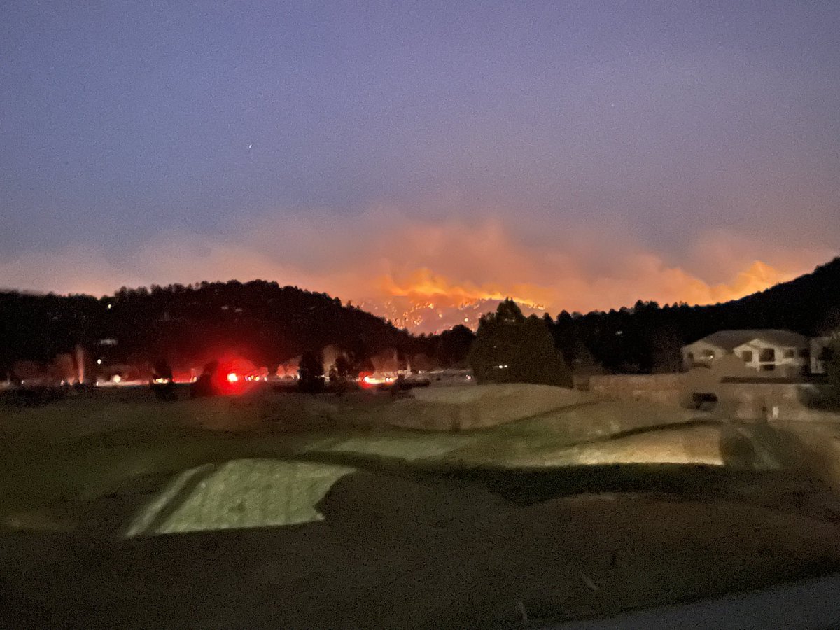 Ruidoso Convention Center where people taking refuge from the fire are staying. flames from where we're standing.