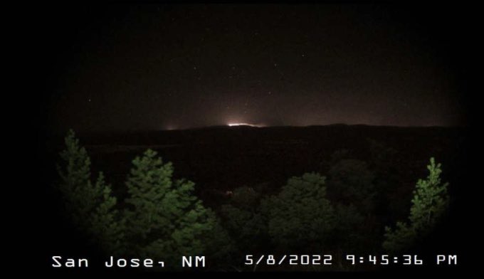 Night time look at the CalfCanyonFire on the San Jose, NM camera